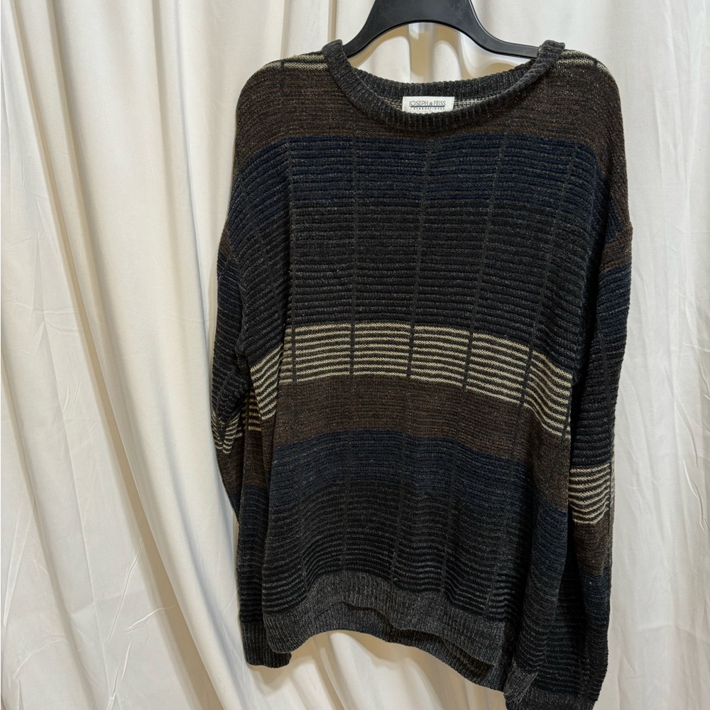 Joseph & Feiss Black and Brown Lightweight Crewneck Sweater